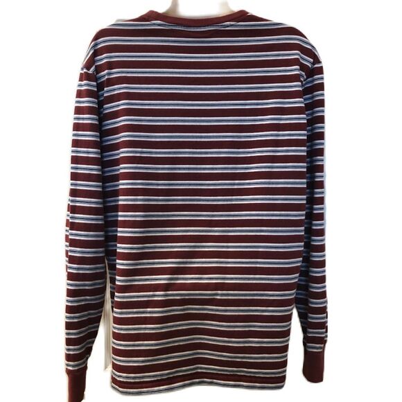 Huf Women's Striped Knit Long Sleeve Shirt Medium Maroon White Embroidered Logo - Picture 3 of 10